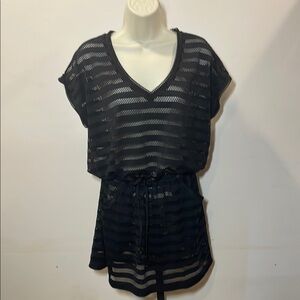 Calvin Klein Black Mesh Swim Coverup